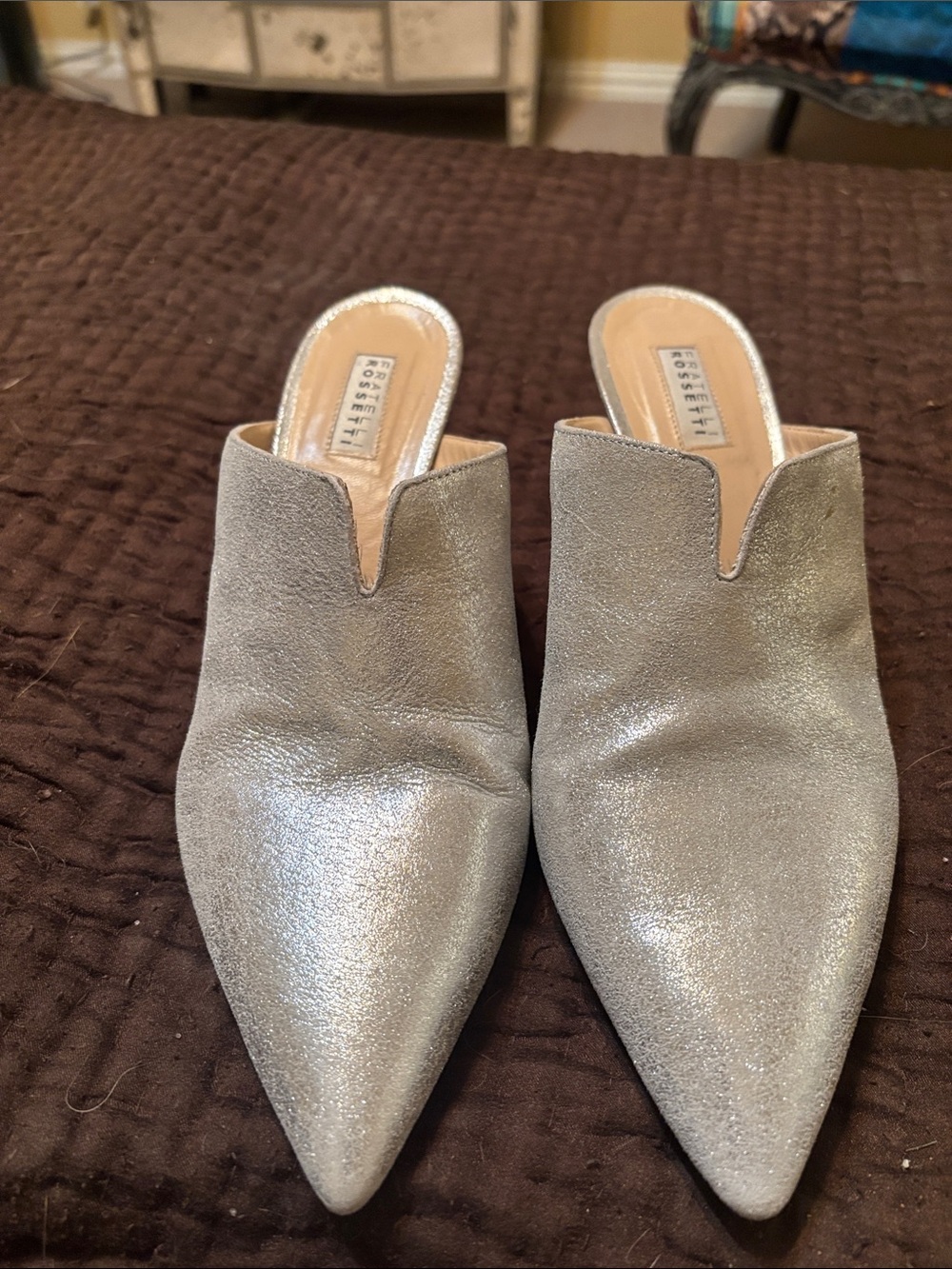 Fratelli Rossetti Metallic Silver Pointed Mule